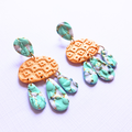 boucles oreilles pate fimo argile polymere resine uv fait main piece unique jadoretesboucles j'adore tes boucles jtb acier inoxydable vendée créatrice française made in France gaby or bleu glacier 
