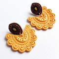 boucles oreilles pate fimo argile polymere resine uv fait main piece unique jadoretesboucles j'adore tes boucles jtb acier inoxydable vendée créatrice française made in France marron or gaïa