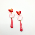 boucles oreilles pate fimo argile polymere resine uv fait main piece unique jadoretesboucles j'adore tes boucles jtb acier inoxydable vendée créatrice française made in France coeur rouge rose blanc