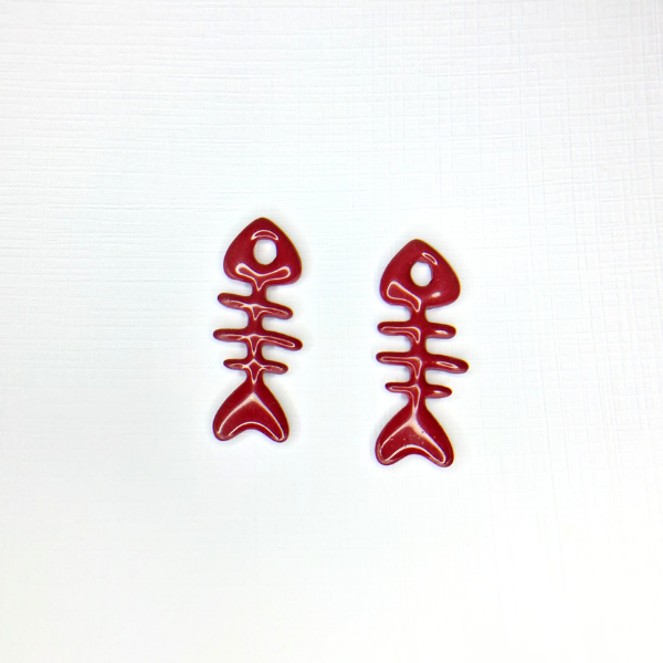 pampilles anneaux créoles charm pate fimo argile polymere resine uv fait main piece unique jadoretesboucles j'adore tes boucles jtb acier inoxydable vendée créatrice française made in France arête poisson bordeaux paillettes