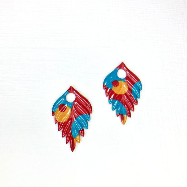 pampilles anneaux créoles charm pate fimo argile polymere resine uv fait main piece unique jadoretesboucles j'adore tes boucles jtb acier inoxydable vendée créatrice française made in France bleu moutarde bordeaux paillettes feuille